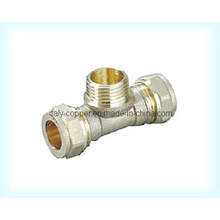 Brass Forged Nickel Plated Compression End Male Tee (AV7014)